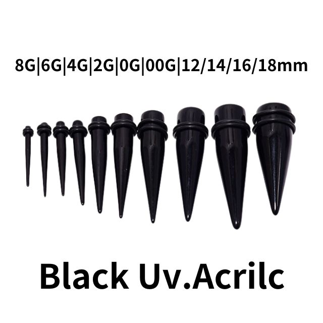 拡張器 エキスパンダー 16G 14G アクリルピアス ブラック インサンションテーパー ボディピアス 拡張ピアス