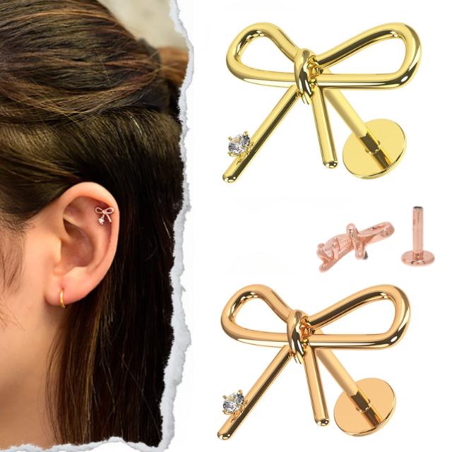 軟骨ピアス 16G 全2色 リボン ピアス インターナル ラブレットピアス ロブ へリッ...