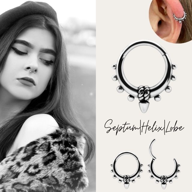 軟骨ピアス ボディピアス 16G クリッカー ワンタッチピアス 舵 マリン つけっぱなし ステンレスピアス リングピアス へリックス インナーコンク セプタム