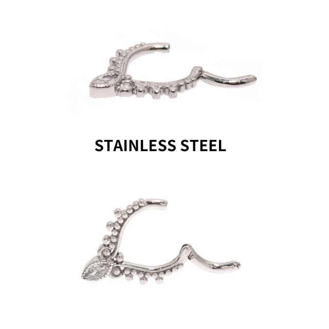 ボディピアス リング 軟骨ピアス 16G ワンタッチリング エスニックV 金属アレルギー対応 ステンレスピアス セグメントリング ボディピ軟骨 セプタム なんこつぴあす Pierce リングピアス