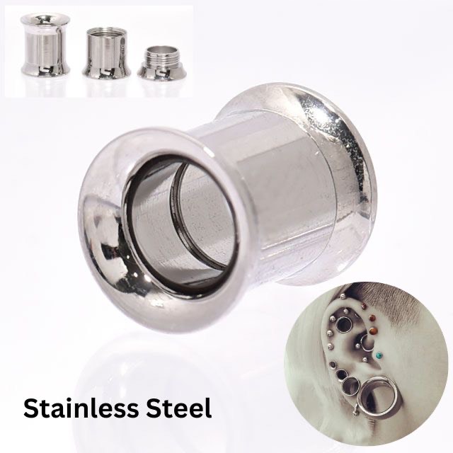 Rakuten - 拡張ピアス 7mm 9mm スタンダード ロング インターナル ダブルフレア ステンレスピアス つけっぱなし トンネルピアス ボディピアス 金属アレルギー対応