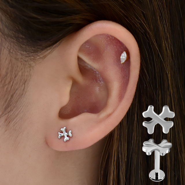 プッシュピアス 20g 18g 16g 14g 骨ピアス 金属アレルギー対応 つけっぱなし ラブレットスタッド ボディピアス ロブ 軟骨ピアス ヘリックス トラガス