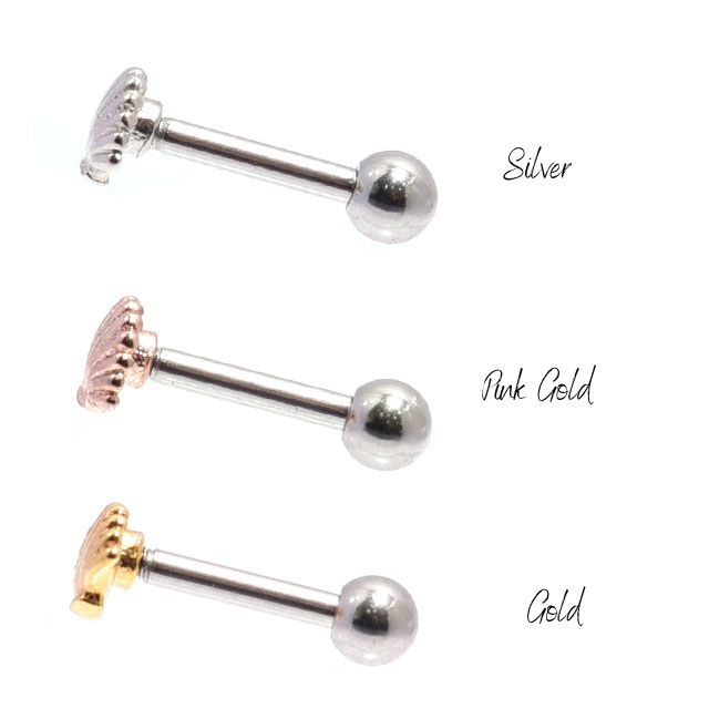 トラガスピアス 16g 全3色 貝殻ピアス ロブ インナーコンク アウターコンク ストレートピアス ステンレスピアス つけっぱなし 軟骨ピアス ボディピアス