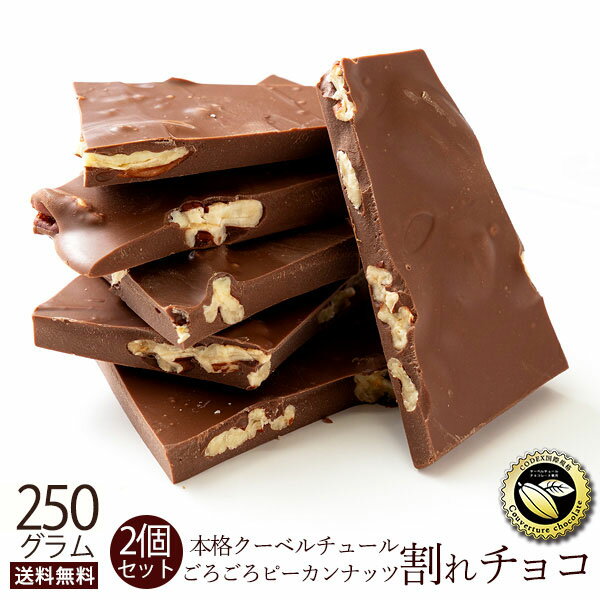 チョコレート チョコ 送料無料 訳あり スイーツ 本格クーベルチュール使用 割れチョコ ごろごろピーカンナッツ 250g×2個セット 割れチョコレート チョコレート チョコ 業務用 製菓材料 板チョコ お菓子 子供 お取り寄せグルメのサムネイル