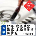 漢字向き半切 5種お試しセット-3(総額6140円)(紅梅 安徽単宣 清露 柏葉箋 本画宣単宣)【計50枚 条幅】
