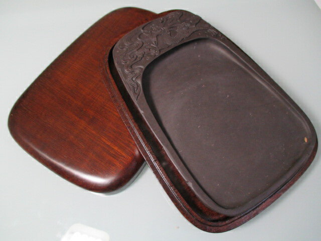 麻子抗端渓硯【天然硯(8吋)】(定価28600円 KY 彫り有 木箱入)【書道用品 書道用具 磨墨 固形墨 ギフト向き 贈り物】