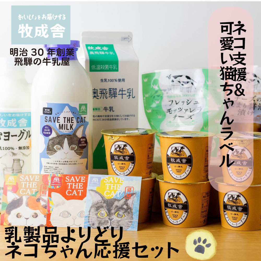 18日はポイントざっくり＆可愛いパンダ皿プレゼント【猫ちゃんを応援！飛騨の乳製品バラエティーセット】 プレゼント 母の日 贈り物 ヨーグルト neko 可愛い ねこちゃん 保護猫 ネコリパブリック 乳製品 応援 チーズ 牛乳 飛騨古川 内祝い 誕生日