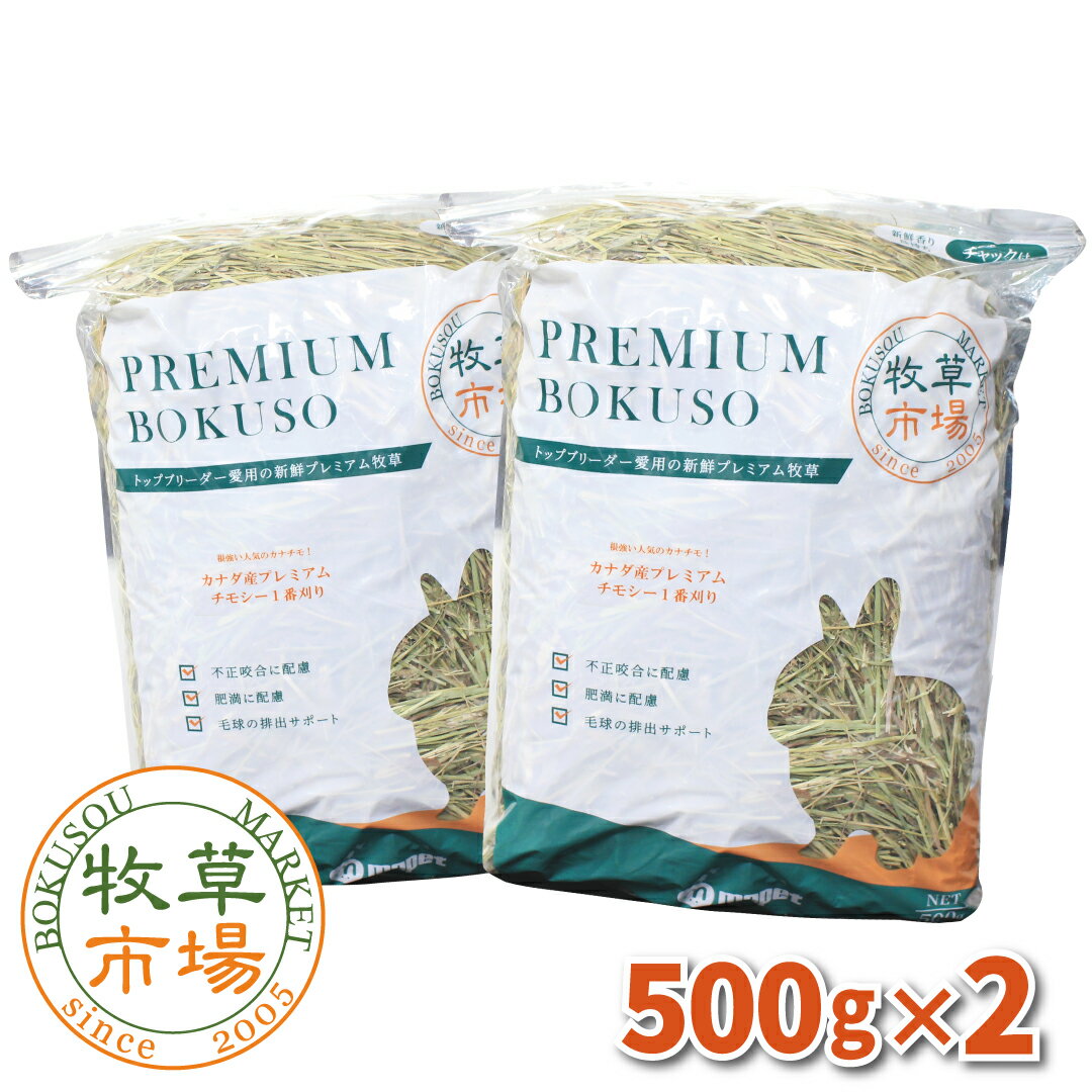 牧草市場 カナダ産プレミアムチモシー1番刈り 1kg (500g×2パック)