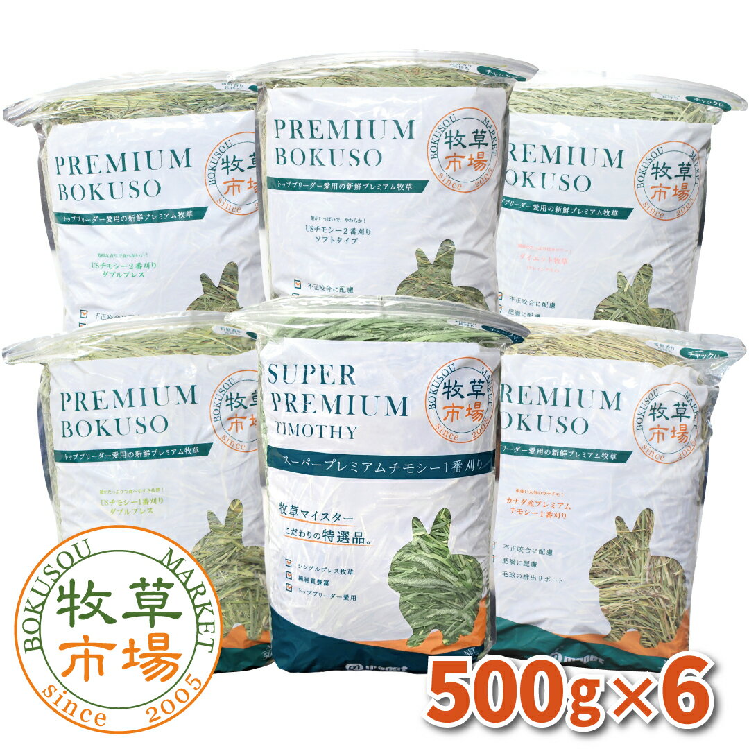 牧草市場 チモシーセット牧草（小）各500g × 6種類