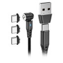 【3本セット】 スペックイン 超強力マグネット充電ケーブル 1m マグネットアダプタ3個付属 ブラック SPUSLION-BK-1MX3【メーカー直送】(2)