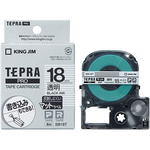 【5個セット】 KING JIM キングジム テプラPROテープ マットラベル透明 18mm 黒文字 KJ-SB18TX5【メーカー直送】