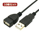 変換名人 10個セット 極細USBケーブルAオス-Aメス 5m USB2A-AB/CA500X10【メーカー直送】(2)