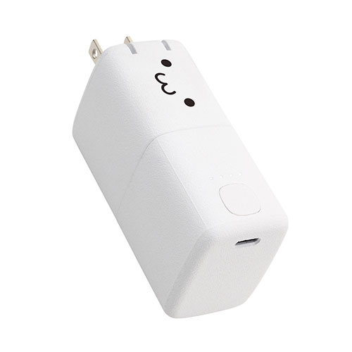 エレコム AC充電器一体モバイルバッテリー 5000mAh/30W/C×1 しろちゃん(ホワイト×ブラック) DE-AC09-5000WF【メーカー直送】