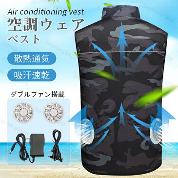 空調服 ファン付きベスト クールダウンウェア USBモバイルバッテリー給電式 ノースリーブ 速乾 作業用 ポリエステル ファスナーあり 洗濯機対応 男女兼用 空調ベスト ワークマン ファン付 熱中症対策 アウトドア 夏