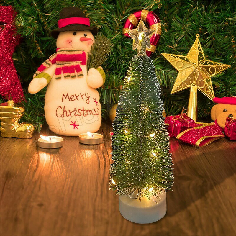 クリスマスツリー 卓上 3点セット ミニツリー クリスマス飾り LEDライト付き 電池式 オーナメント おしゃれ キラキラ プレゼント 暖かい 簡単な組立品 飾り
