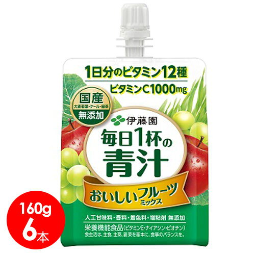 伊藤園 毎日1杯の青汁 おいしいフルーツミックス パウチ ゼリー飲料 160g×6個　送料無料