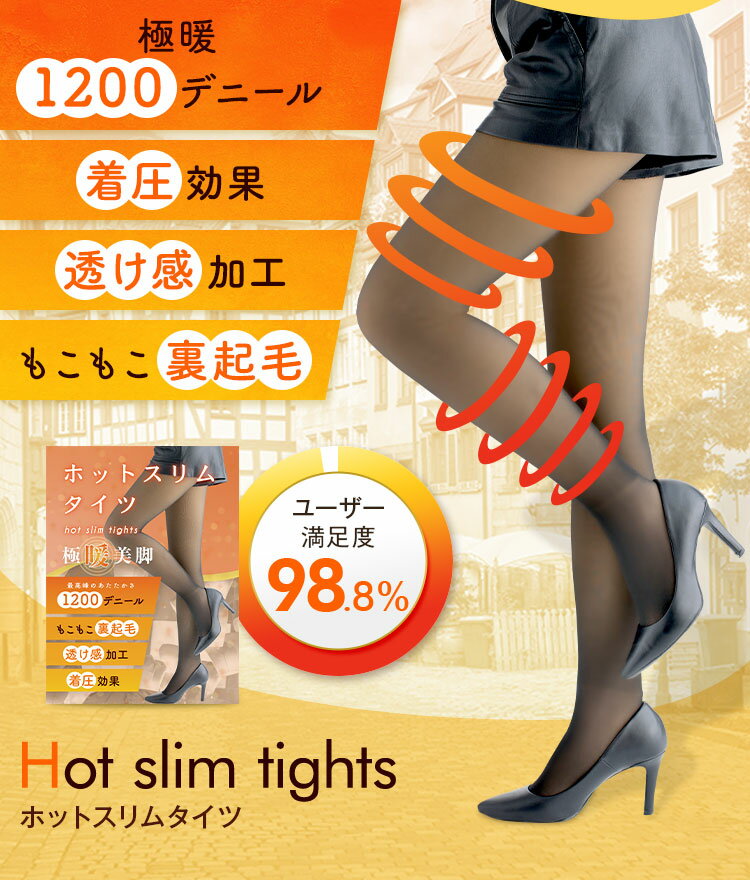 ホットスリムタイツ 裏起毛タイツ 1200デニール ホットスリムタイツ hot slim tights 透け感 タイツ 極暖 美脚タイツ 防寒 着圧タイツ ストッキング風タイツ レディース