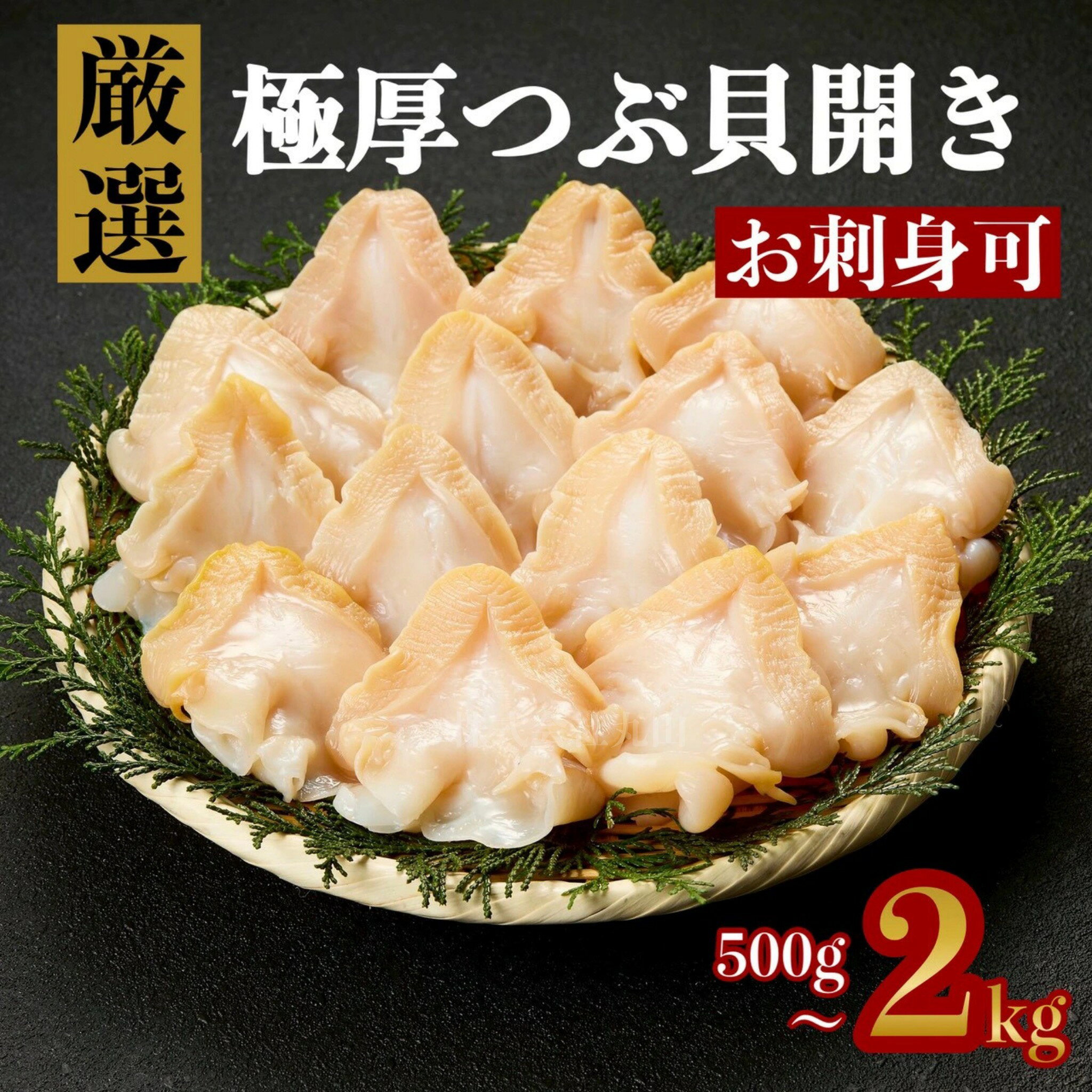 【極厚・大きさ自信あり】つぶ貝開き 500g 生食用 特大サイズ バイ貝 刺身OK コリコリ