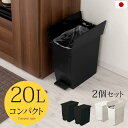 分別ダストボックス ペダルペール キッチンゴミ箱 分別 20リットル ペダル キャスター 蓋付き 観音開き 袋止め 抗菌加工 防汚 台所 キッチン ラック下 黒...