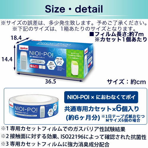 ニオイポイ カートリッジ アップリカ ニオイポイ×におわなくてポイ共通カセット 取替え カセット 6個セット おむつ 臭わない袋 においぽい NIOI-POI におい対策 消臭 抗菌 ETC001506