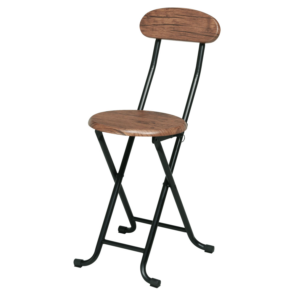 折り畳みパイプ椅子 丸いす 木目調 ブラウン/ナチュラル CHR100203