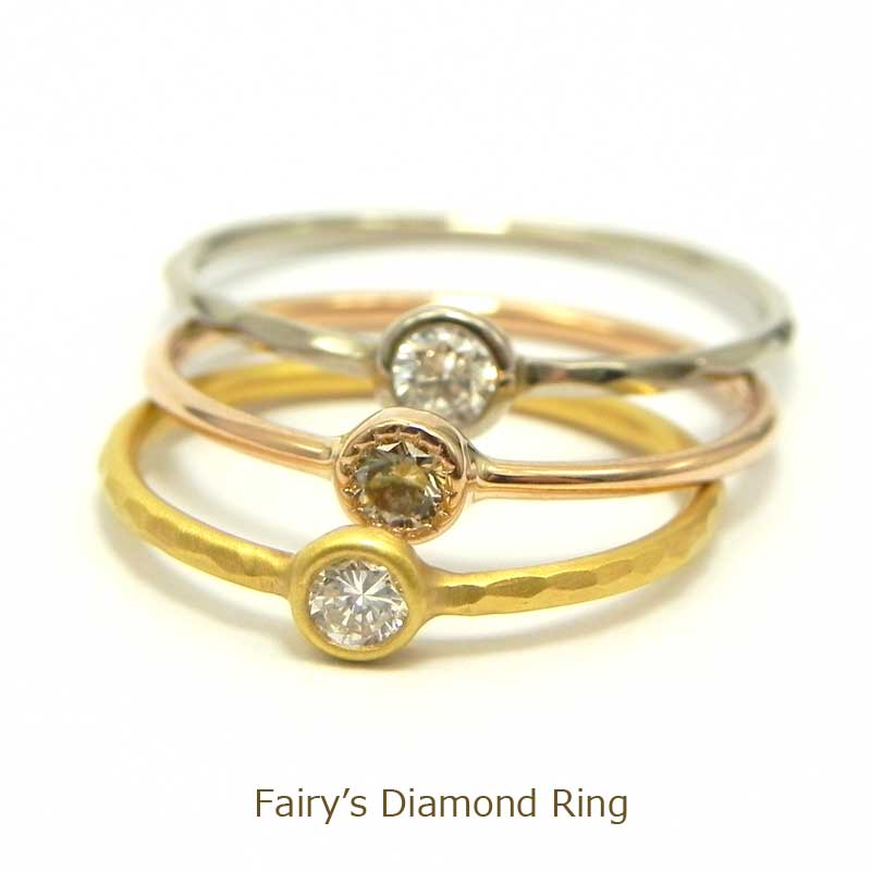 【指輪】My Fairy 039 s Diamond Ring☆ダイヤ0.07ct 22金 極細鍛造ダイヤリング一粒ダイヤリング華奢リング 細い指輪ピンキーリング金属アレルギー対策