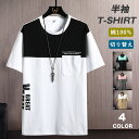 半袖 Tシャツ メンズ tシャツ 綿100% 切り替え 英字