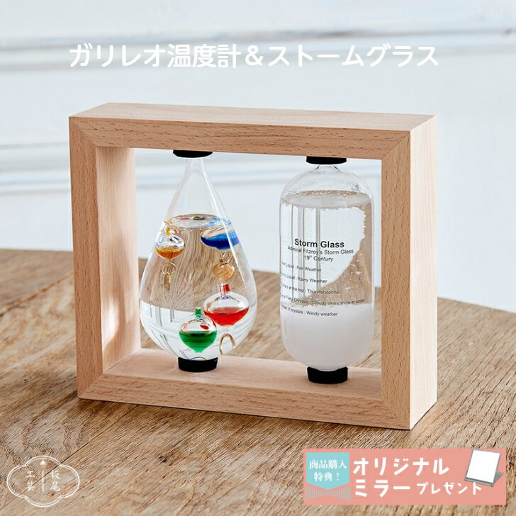 温度計＆ストームグラス 北欧 おしゃれ インテリア グッズ ガリレオ温度計 天気予報 天気 結晶 雪の結晶 雲 雨 嵐 台風 サイエンス 科学 研究 プレゼント 贈り物 ギフト お祝い かわいい ガラス 置物 置き物 オブジェ オーナメント 雑貨 333-272 茶谷産業のサムネイル