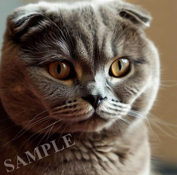 AI生成画像：動物　猫　スコティッシュフォールド 写真画 #009986