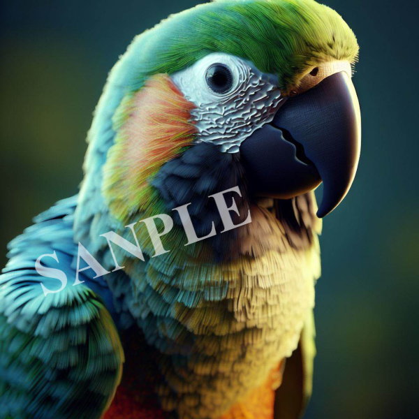 AI生成画像：魅惑の鳥たち　ルリコンゴウインコ #009992