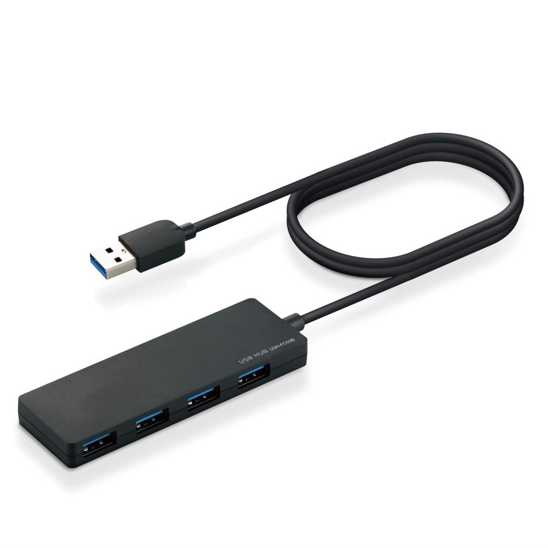 エレコム USBハブ U3H-FC03BBK 【超小型・軽量設計】 USB3.0 Aポート×4 ケーブル0.6m ブラック MacBook/Surface/Chromebook他 ノートPC対応