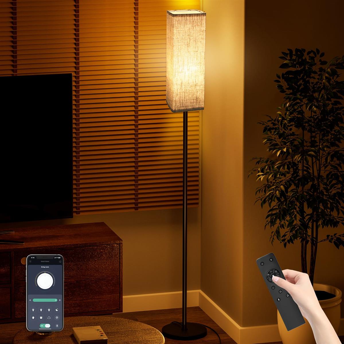 フロアライト OTANBER 間接照明 LEDフロアランプ 12W スマートスタンドライト 無段階調光・調色 リモコン/アプリ制御 タイマー・自動消灯機能 2700K/4500K/6500K ナイトライト 明るい フィットスイッチ インテリア照明 照明器具 ルームライ ト 角型 和室用/寝室/リビング/玄