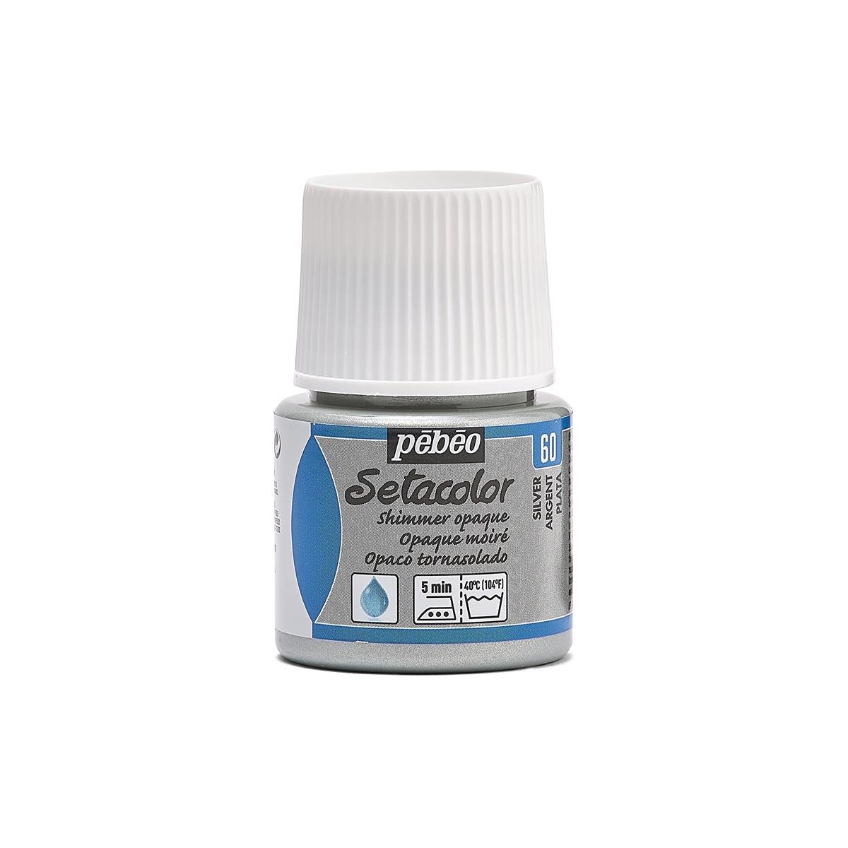 ぺべオ(Pebeo) 布用絵具 濃色生地にも描ける セタカラー不透明シマー色 45ml シルバー 60