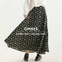 【OMNES】シフォンフラワー プリントサーキュラースカート レディース カジュアル スカート フリーサイズ Aライン ウエストゴム 小花柄 ロング丈 ブラウン ブラック HAPTIC ハプティック