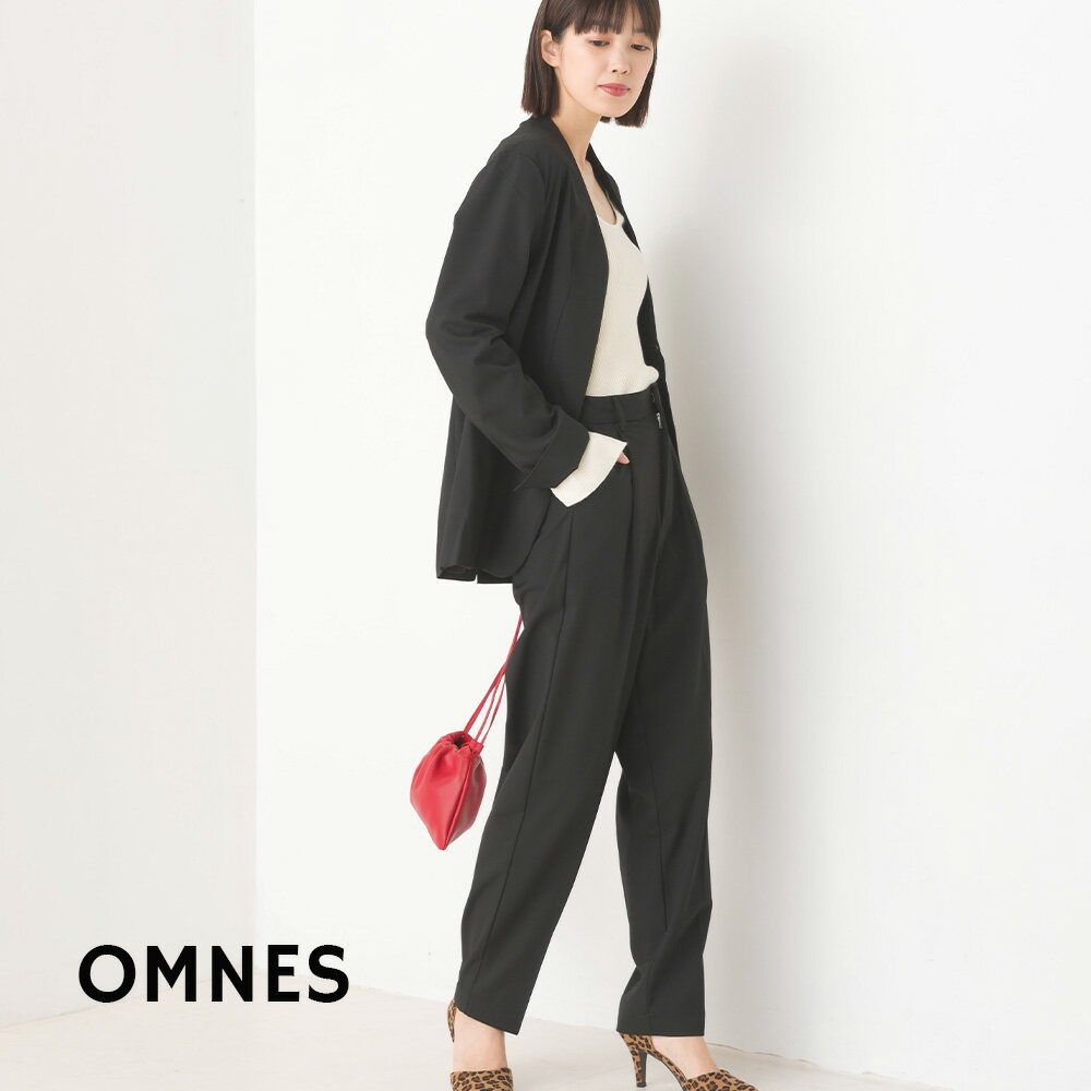【〜9/24まで期間限定SALE】【OMNES】TRストレッチ タックパンツ レディース フォーマル ロングパンツ Mサイズ Lサイズ きれいめ センタープレス オフィス HAPTIC ハプティック