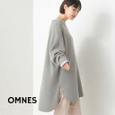 【OMNES】スウェットライクニット裾ラウンドチュニック レディース カジュアル フリーサイズ クルーネック 長め丈 無地 HAPTIC ハプティック