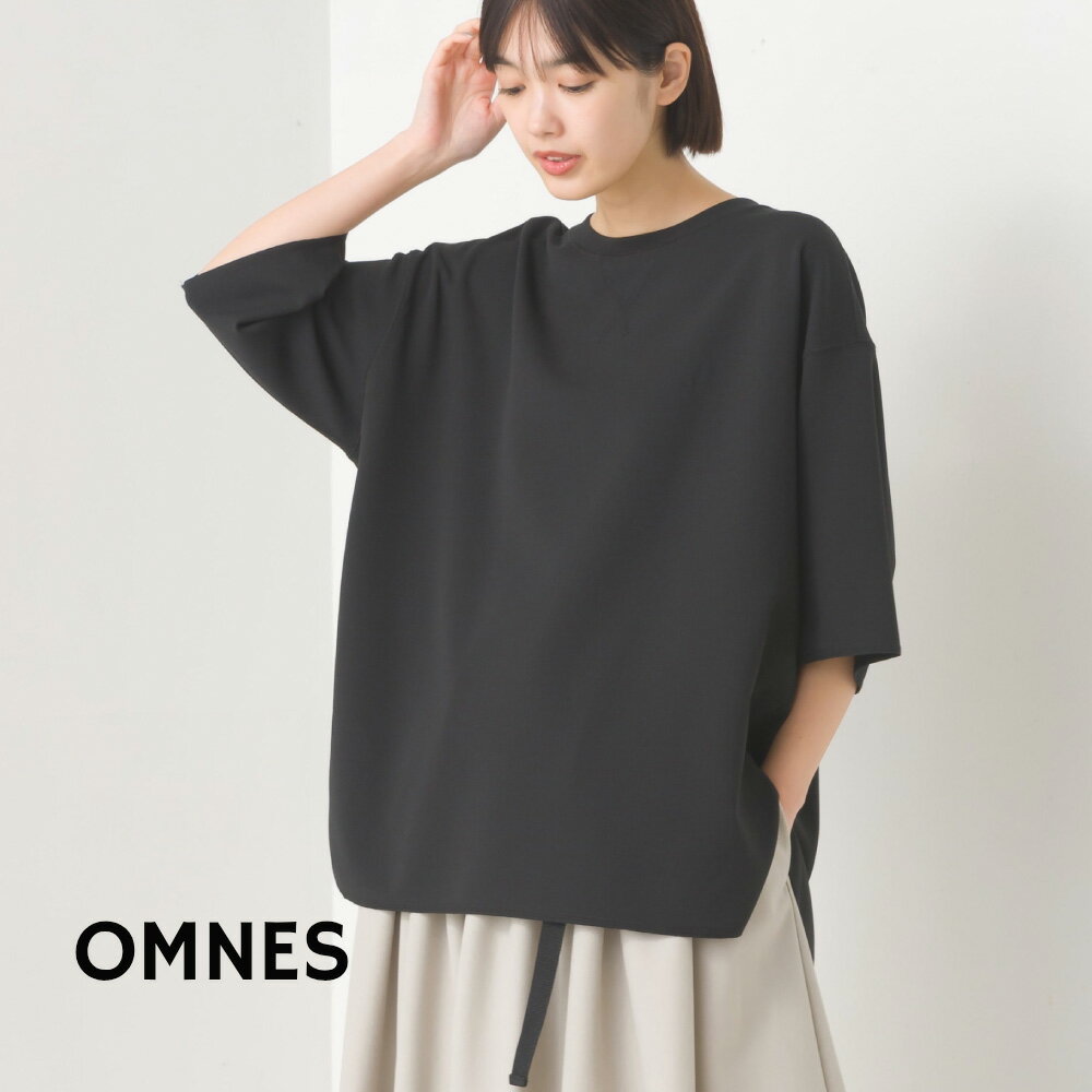 【スーパーセール特別価格】【OMNES】カットジョーゼット ガゼット裾ラウンド半袖プルオーバー レディース カットソー フリーサイズ 五分袖 カジュアル ドルマンスリーブ 春夏 無地 HAPTIC ハプティックのサムネイル
