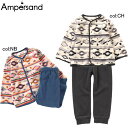 【30%off SALE】【ampersand アンパサンド】L558053◇ネイティブアメリカン柄前あきフリースパジャマ◇トップスはカーディガンとしてアウターでも◎【ベビー＆キッズ服】×メール便不可