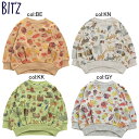 【50%off SALE】【BIT'Z ビッツ】B411022◇4色2柄総柄トレーナー◇動物さんがいっぱいでとっても楽しい！くまさんの合皮ネームタグがとってもカワイイ！【ベビー＆キッズ服】〇100cmまでメール便可