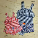【60%off SALE】【ampersand アンパサンド】L276108◇Girlsストライプ柄ワンピース水着◇しましまと花柄のキュートな水着★シュシュ付き★【ベビー&キッズ服】◎メール便可