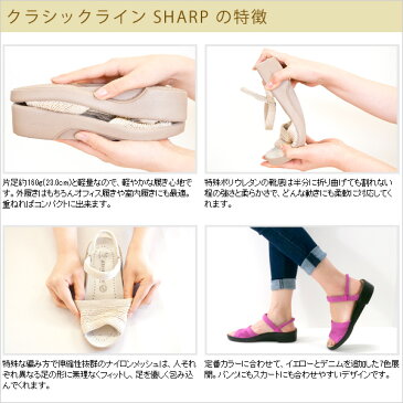 【ポイント10倍】アルコペディコ　クラシックライン SHARP（シャープ）【送料無料】 コンフォート軽量サンダル[サマーサンダル 軽い 歩きやすい 疲れにくい コンフォートサンダル 外反母趾予防 3E 旅行 レディース メンズ オフィスサンダル スリッパ arcopedico]