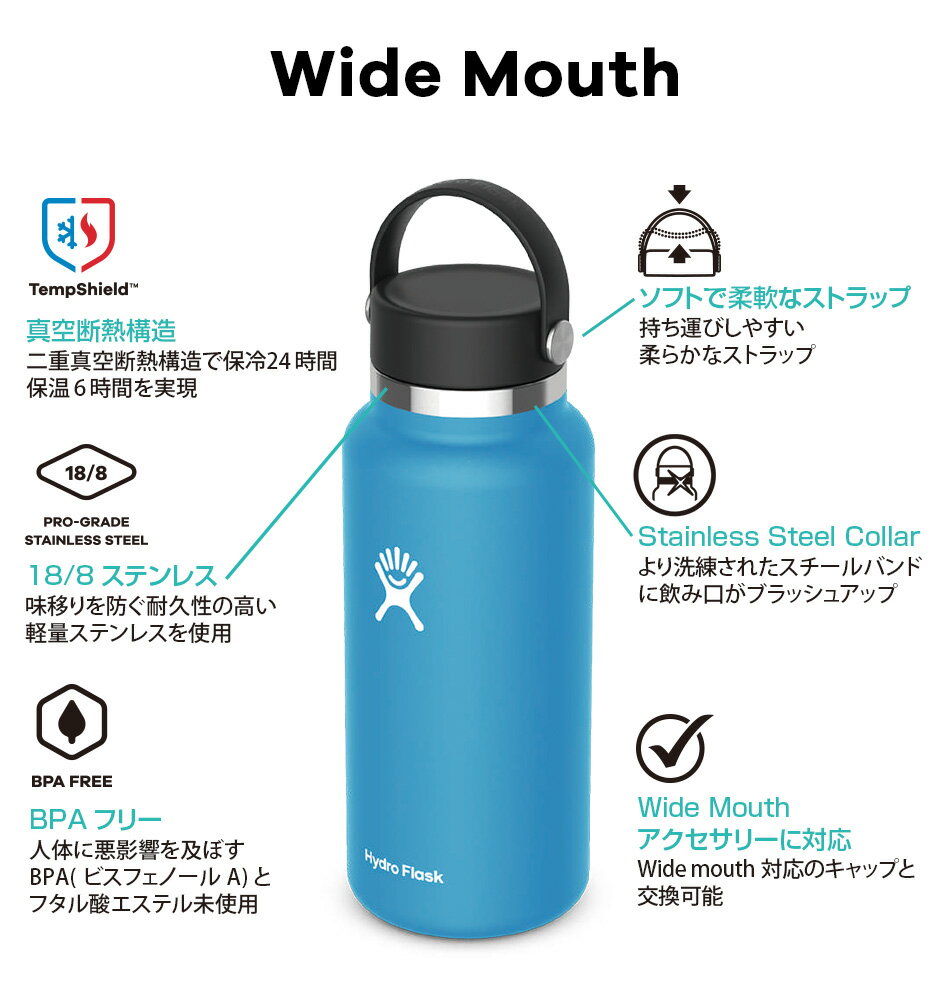 ハイドロフラスク Hydro Flask 64 oz Growler ステンレスボトル（1.9L）【送料無料】[64オンス グローワー マグボトル マイボトル ドリンクボトル 水筒 直飲み 保温 保冷 魔法瓶 二重壁真空断熱技術 ビール beer 炭酸 お酒 プレゼント ハワイ]