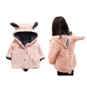 在庫処分 韓国子供服 オシャレ ボアコート 女の子 ウサギ耳 ボア キッズアウター 子ども服 可愛い ガールズ ピンク トップス ショート丈 冬物 暖かい フード付き 無地 80 90 100 110 120