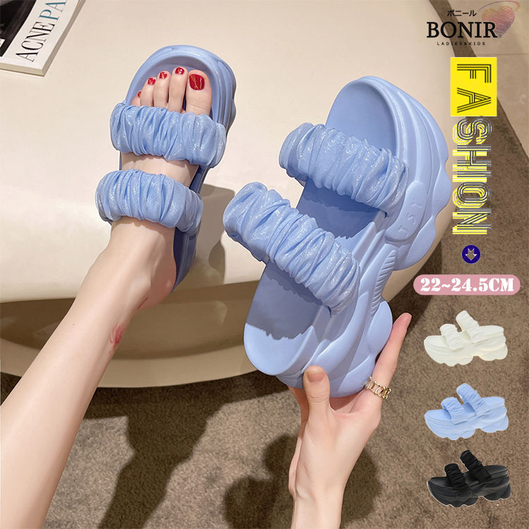 レディース サンダル スポーツサンダル ビーチサンダル 厚底サンダル 厚底靴 スリッパ ヒール7cm 夜店 オシャレ 韓国ファション オープントゥサンダル ウェッジソール ミュール 黒 白 柔らかい 通気 軽量 疲れない 歩きやすい 美脚 お出かけ カジュアル サンダル 22-24.5cm