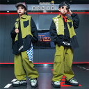 ダンス衣装 セットアップ キッズ グリーン ジャケット ヒップホップ 原宿系 長袖シャツ ロング カーゴパンツ キッズ ジャッズ チアガール 女の子 男の子 イ...