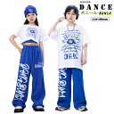 ダンス衣装 キッズ セットアップ ヒップホップ チアガール 男の子 女の子 半袖 Tシャツ へそ出し ロングパンツ 子供服 ジャズダンス ストリート ステージ衣...