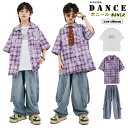 セットアップ キッズダンス衣装 ヒップホップ 半袖 シャツ 白Tシャツ デニムパンツ 女の子 男の子 ジャズ ステージ衣装 子供服 ストリート 演出服 チアガー...