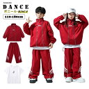 キッズ ダンス衣装 ヒップホップ 赤 セットアップ 長袖 トップス 女の子 男の子 トレーナー ファスナー ハイネック ウインドブレーカー ゴム裾 韓国 Y2K...
