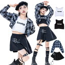 ジャズ キッズ ダンス 衣装 セットアップ jazz チェック ジャケット ブラック スカート 格子縞 格子 キャミソール カコイイ hiphop ジャズ 韓国 ガールズ K-POP 子供服 ストリート 女の子 単品 ステージ衣装ヒップホップ チアリーダー 110-180cm