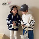 ペアルック 兄妹お揃い セーター オフホワイト ネイビー 男の子 女の子 韓国子供服 春 秋冬 暖かい